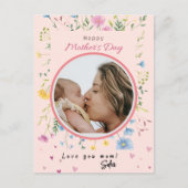 Happy First Moederdag Schattige Modern Flowers Fot Briefkaart (Voorkant)
