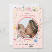 Happy First Moederdag Schattige Modern Flowers Fot Feestdagenkaart (Voorkant)