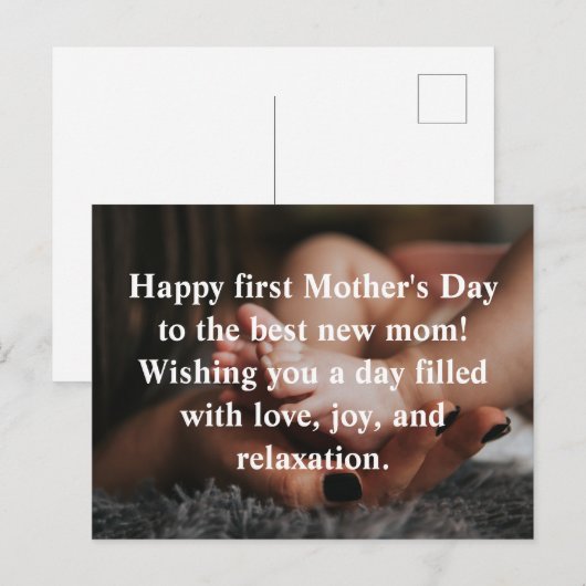 happy first moederdag, vakantiefoto minimalist briefkaart (Voorkant / Achterkant)