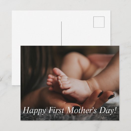 happy first moederdag, vakantiefoto minimalist briefkaart (Voorkant / Achterkant)