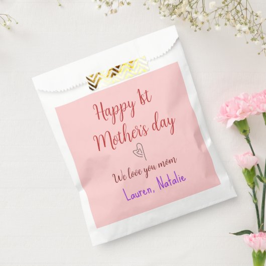 Happy first moederdag voeg naam tekst mama hart bedankzakje (Gezegeld)