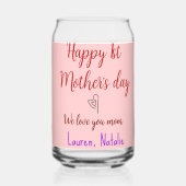 Happy first moederdag voeg naam tekst mama hart blikvorm glas (Achterkant)