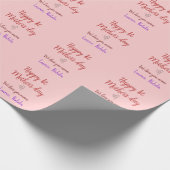 Happy first moederdag voeg naam tekst mama hart cadeaupapier (Hoek)