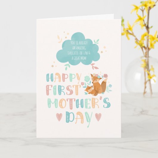 Happy First Moederdag voor schoondochter Boho Kaart (Gele Bloem)