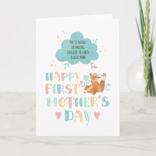 Happy First Moederdag voor schoondochter Boho Kaart (Voorkant)