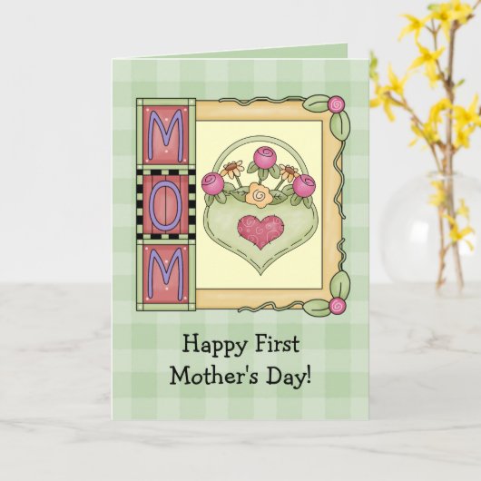 Happy First Moederdag Wenskaarten Kaart (Gele Bloem)