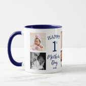 Happy First Mother's Day 8 Photo Collage Navy Blue Mok (Links)