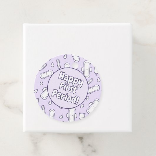 Happy First Party Paarse Cute Tampon Pad Bedankjes Labels (In situ)
