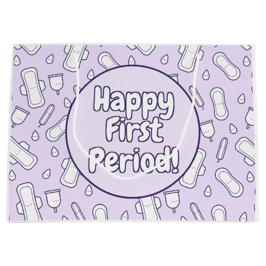 Happy First Party Paarse Cute Tampon Pad Groot Cadeauzakje (Voorkant)