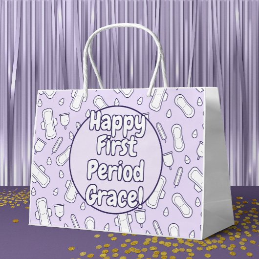 Happy First Party Paarse Cute Tampon Pad Groot Cadeauzakje