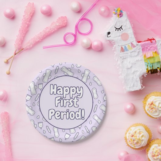Happy First Party Paarse Cute Tampon Pad Papieren Bordje (Feest)
