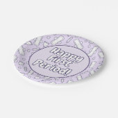 Happy First Party Paarse Cute Tampon Pad Papieren Bordje (Gekanteld)