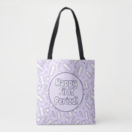 Happy First Party Paarse Cute Tampon Pad Tote Bag