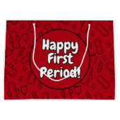 Happy First Party Red Tampon Pad Pattern Groot Cadeauzakje (Voorkant)
