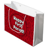 Happy First Party Red Tampon Pad Pattern Groot Cadeauzakje (Voorkant Gekanteld)
