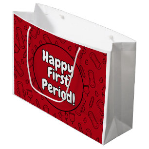 Happy First Party Red Tampon Pad Pattern Groot Cadeauzakje