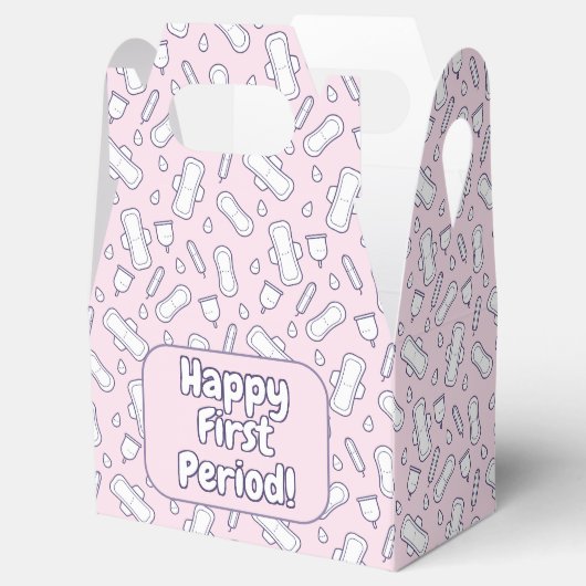 Happy First Period Party Cute Pink Tampon Pad Bedankdoosjes (Geopend)