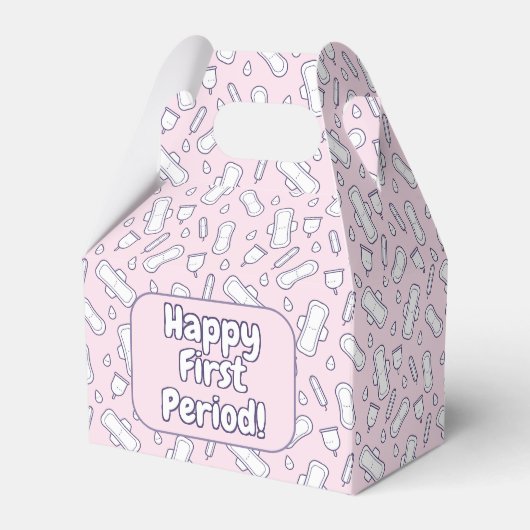Happy First Period Party Cute Pink Tampon Pad Bedankdoosjes (Voorkant Zijde)