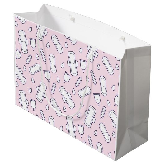 Happy First Period Party roze Cute Tampon Pad Groot Cadeauzakje (Achterkant Gekanteld)