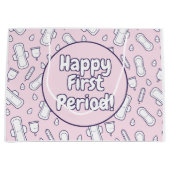 Happy First Period Party roze Cute Tampon Pad Groot Cadeauzakje (Voorkant)