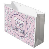 Happy First Period Party roze Cute Tampon Pad Groot Cadeauzakje (Voorkant Gekanteld)