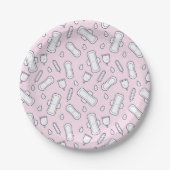Happy First Period Party roze Cute Tampon Pad Papieren Bordje (Voorkant)