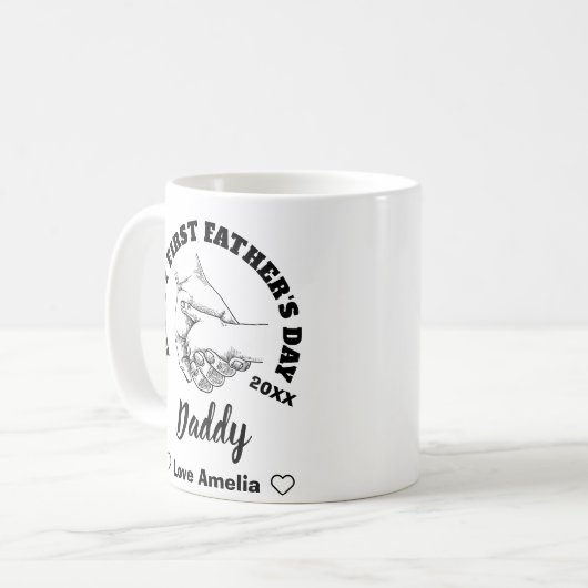 Happy First Vaderdag 2023, aangepaste namen Koffiemok (Voorkant links)