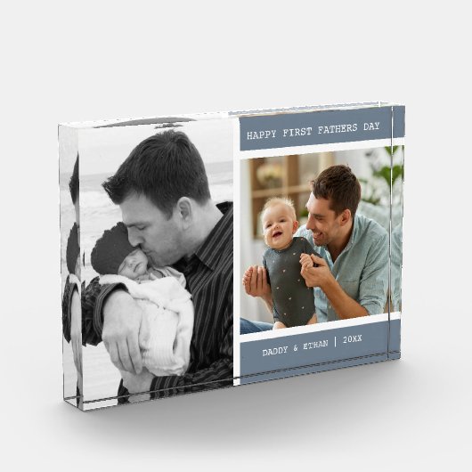 Happy First Vaderdag 2 Afbeelding Collage Grijs Fotoblokken (Links)