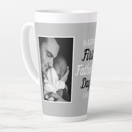 Happy First Vaderdag 2 Foto Latte Mok (Linkerhoek)