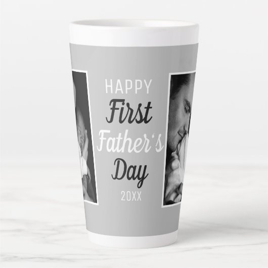 Happy First Vaderdag 2 Foto Latte Mok (Voorkant)