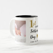 Happy First Vaderdag 2 Foto Tweekleurige Koffiemok (Voorkant links)