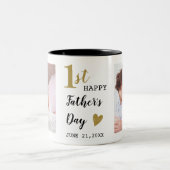 Happy First Vaderdag 2 Foto Tweekleurige Koffiemok (Center)