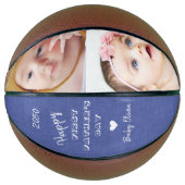 Happy First Vaderdag 2 Photo Collage Blue Basketbal (Voorkant)