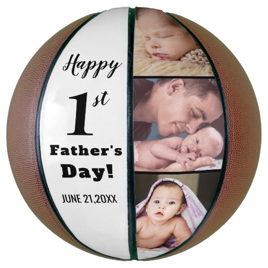 Happy First Vaderdag 3 Photo Collage Basketbal (Verticaal)