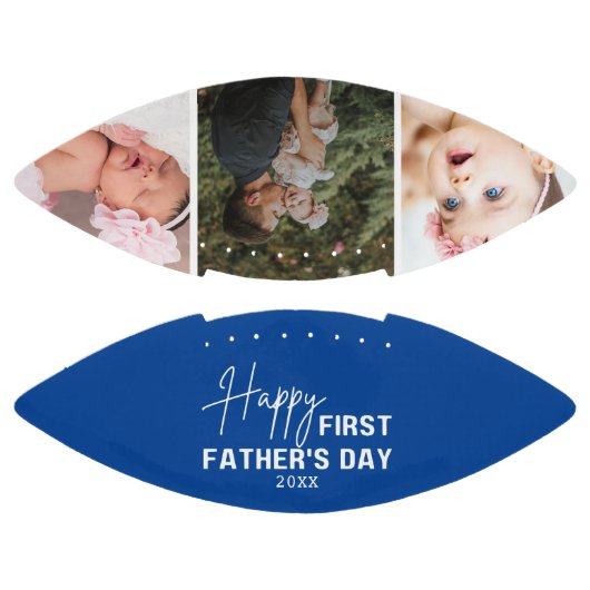 Happy First Vaderdag 3 Photo Collage Blue American Football (Panelen)