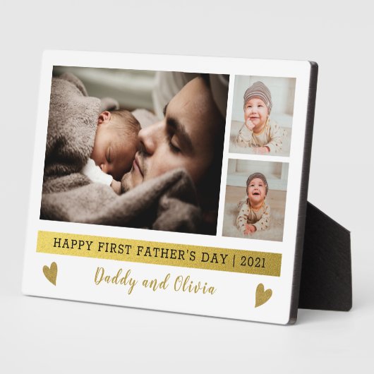 Happy First Vaderdag 3 Photo Collage Fotoplaat (Zijkant)