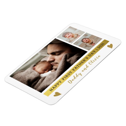 Happy First Vaderdag 3 Photo Collage Magneet (Linkerzijde)