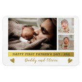 Happy First Vaderdag 3 Photo Collage Magneet (Horizontaal)