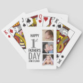 Happy First Vaderdag 3 Photo Collage Pokerkaarten (Achterkant)