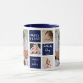 Happy First Vaderdag 5 Fotocollage Navy Blue Mok (Midden)