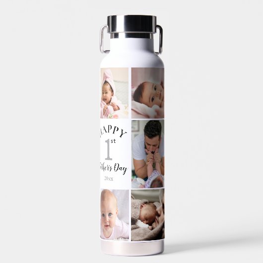 Happy First Vaderdag 5 fotocollage Waterfles (Voorkant)