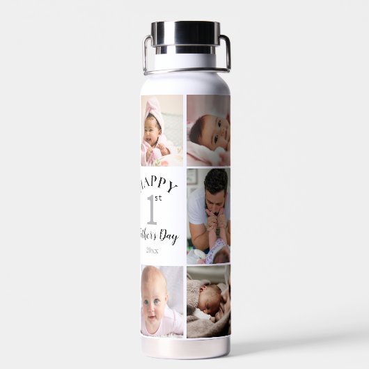 Happy First Vaderdag 5 fotocollage Waterfles (Achterkant)