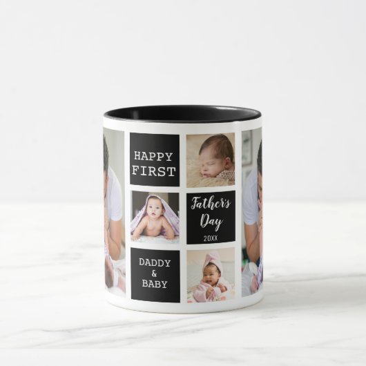Happy First Vaderdag 5 Photo Collage Black Mok (Midden)