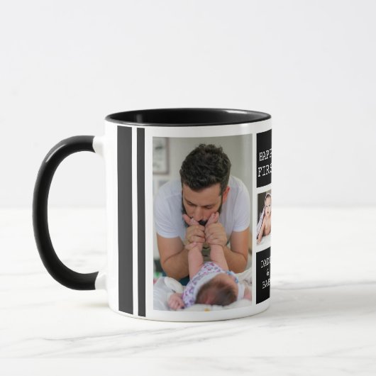 Happy First Vaderdag 5 Photo Collage Black Mok (Links)