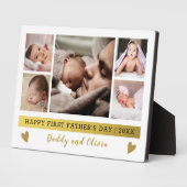 Happy First Vaderdag 5 Photo Collage Plaque Fotoplaat (Zijkant)