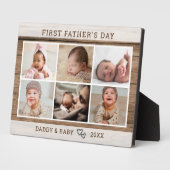 Happy First Vaderdag 6 Fotocollage Hout 5x7 Fotoplaat (Zijkant)