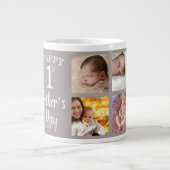 Happy First Vaderdag 8 Family Photo Collage Grote Koffiekop (Voorkant)