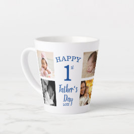 Happy First Vaderdag 8 Family Photo Collage Latte Mok