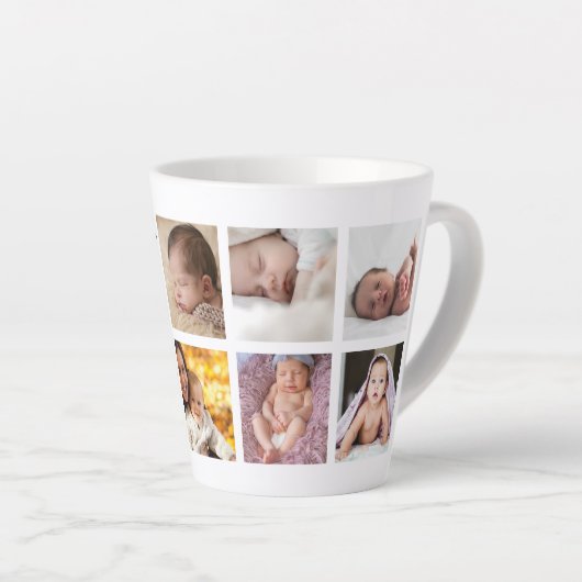 Happy First Vaderdag 8 Family Photo Collage Latte Mok (Rechterhoek)