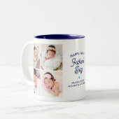Happy First Vaderdag 8 Fotocollage & Bericht Tweekleurige Koffiemok (Voorkant links)